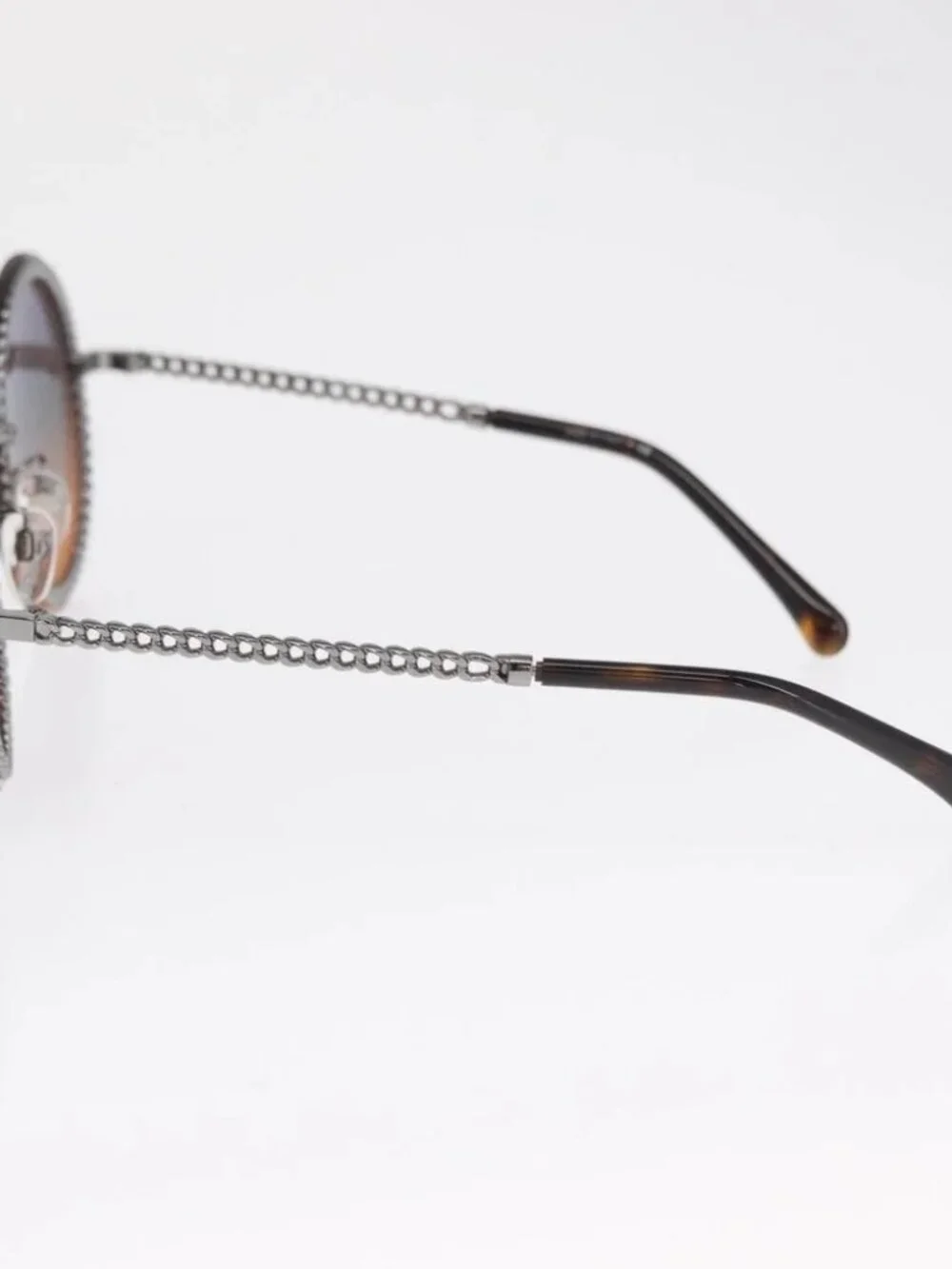 CHANEL Chain Sunglasses metal Brown CC Auth 165927SM
